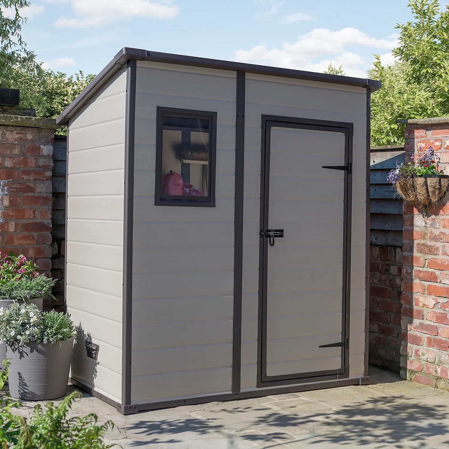 Keter Manor 6 X 4ft Outdoor Garden Pent Storage Shed - Beige/Brown 9 Keter Manor 6 X 4ft Outdoor Garden Pent Storage Shed - Beige/Brown - Image 9
