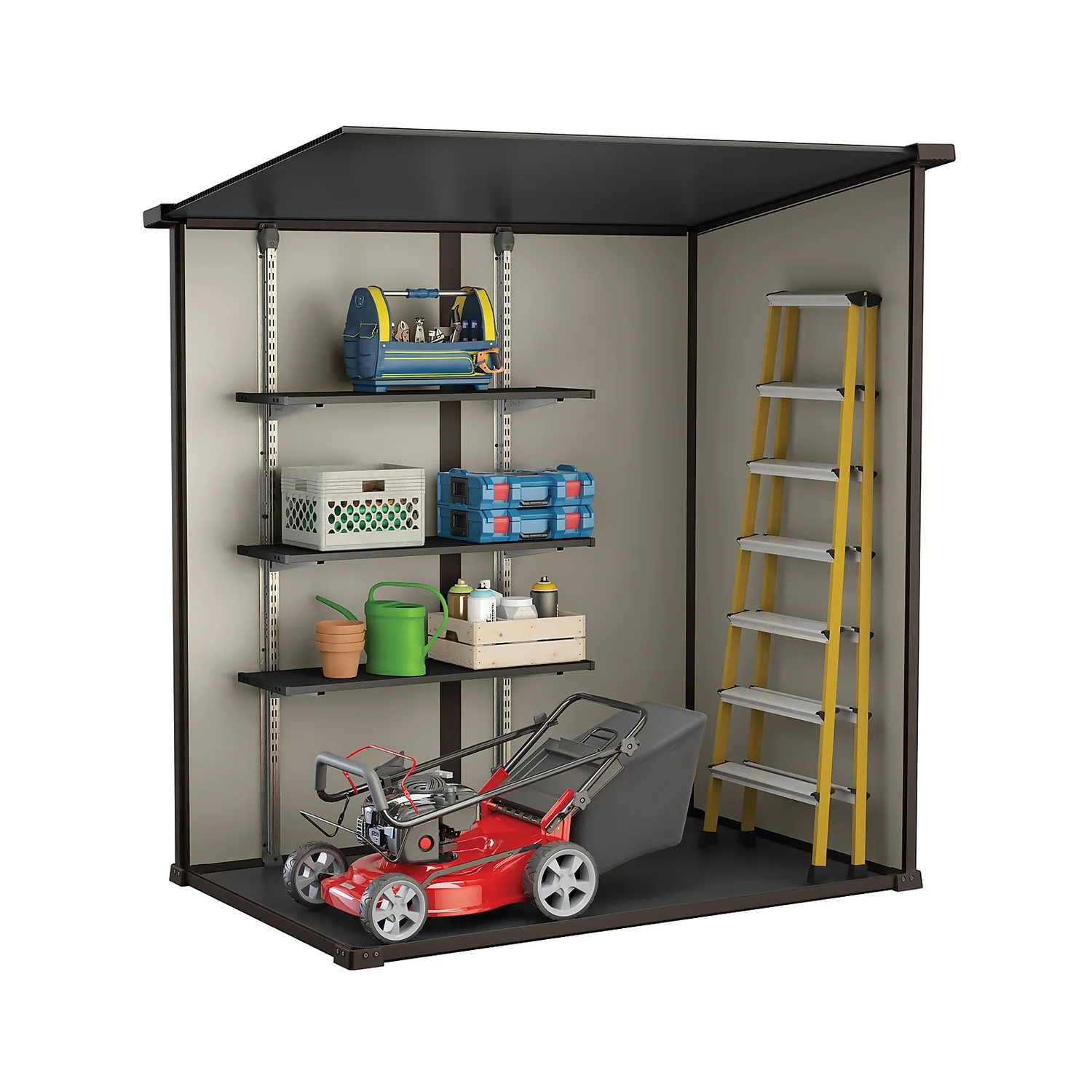 Keter Manor 6 X 4ft Outdoor Garden Pent Storage Shed - Beige/Brown 8 Keter Manor 6 X 4ft Outdoor Garden Pent Storage Shed - Beige/Brown - Image 8