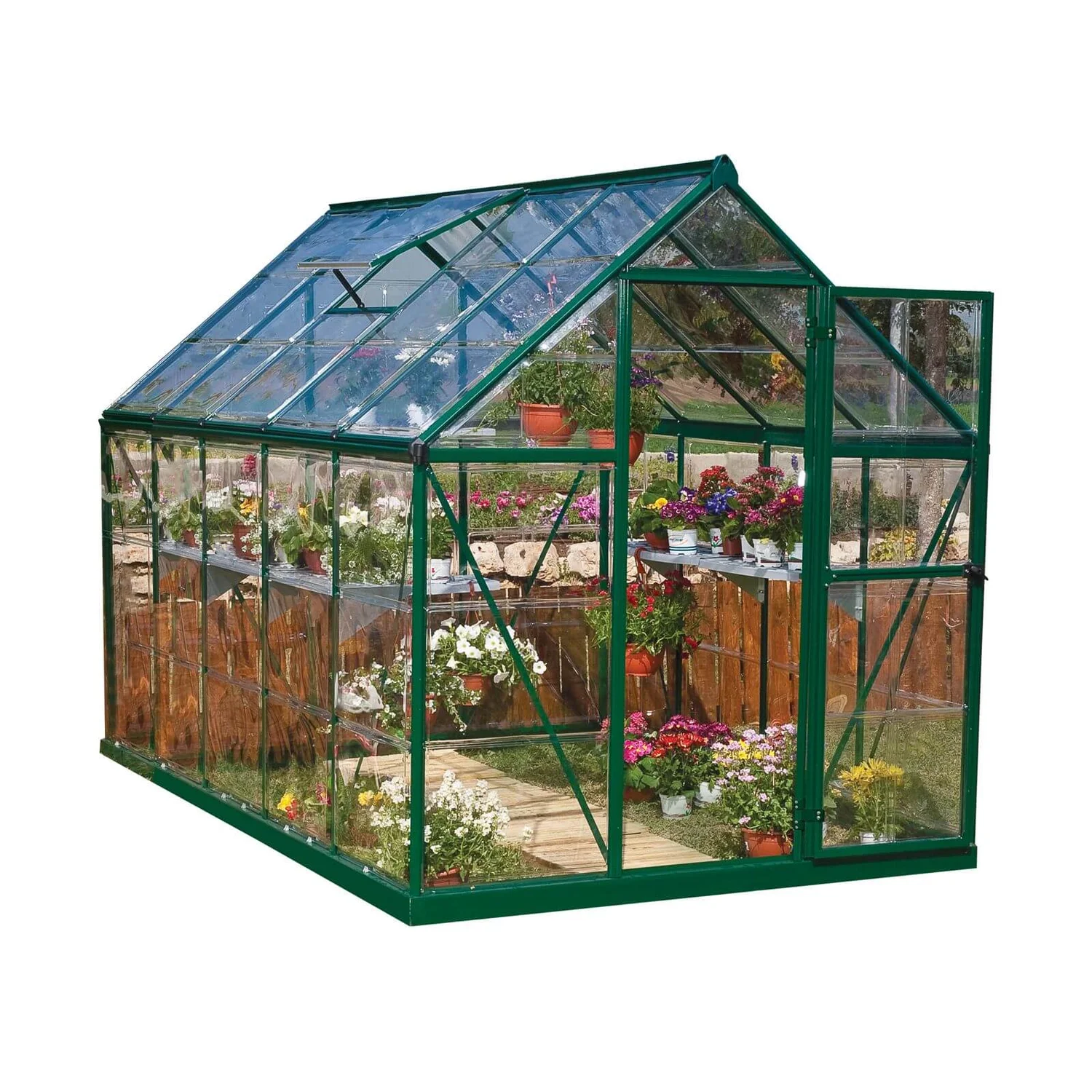 Palram 6 X 10ft Canopia Harmony Greenhouse - Green 1 Palram 6 X 10ft Canopia Harmony Greenhouse - Green