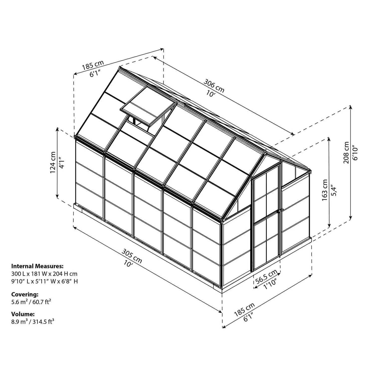 Palram 6 X 10ft Canopia Harmony Greenhouse - Green 9 Palram 6 X 10ft Canopia Harmony Greenhouse - Green - Image 9