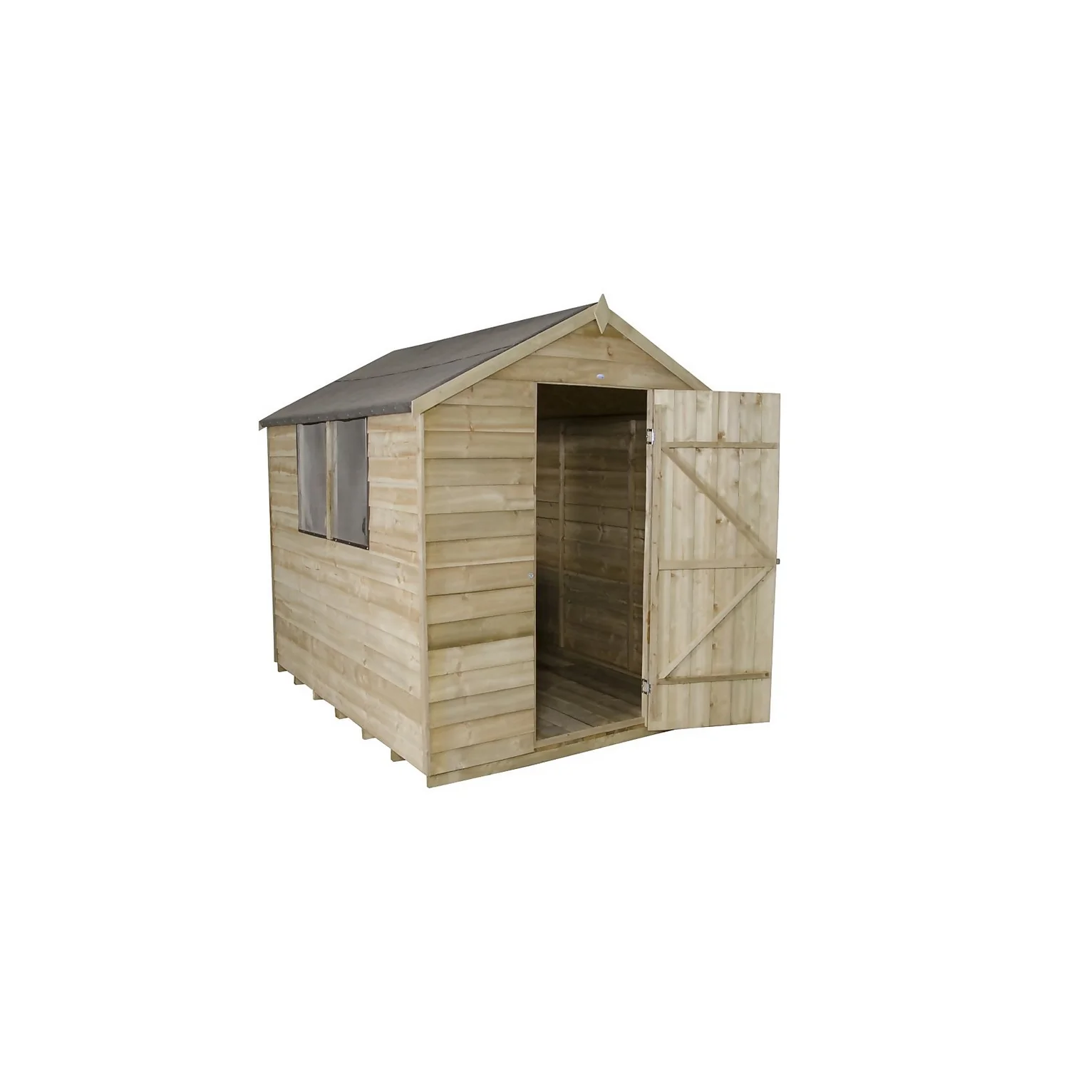 8x6ft Forest Natural Timber Overlap Apex Pressure Treated Wooden Shed 3 8x6ft Forest Natural Timber Overlap Apex Pressure Treated Wooden Shed - Image 3