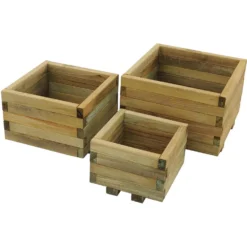 Forest Garden Wooden Kendal Square Planter (Set Of 3)