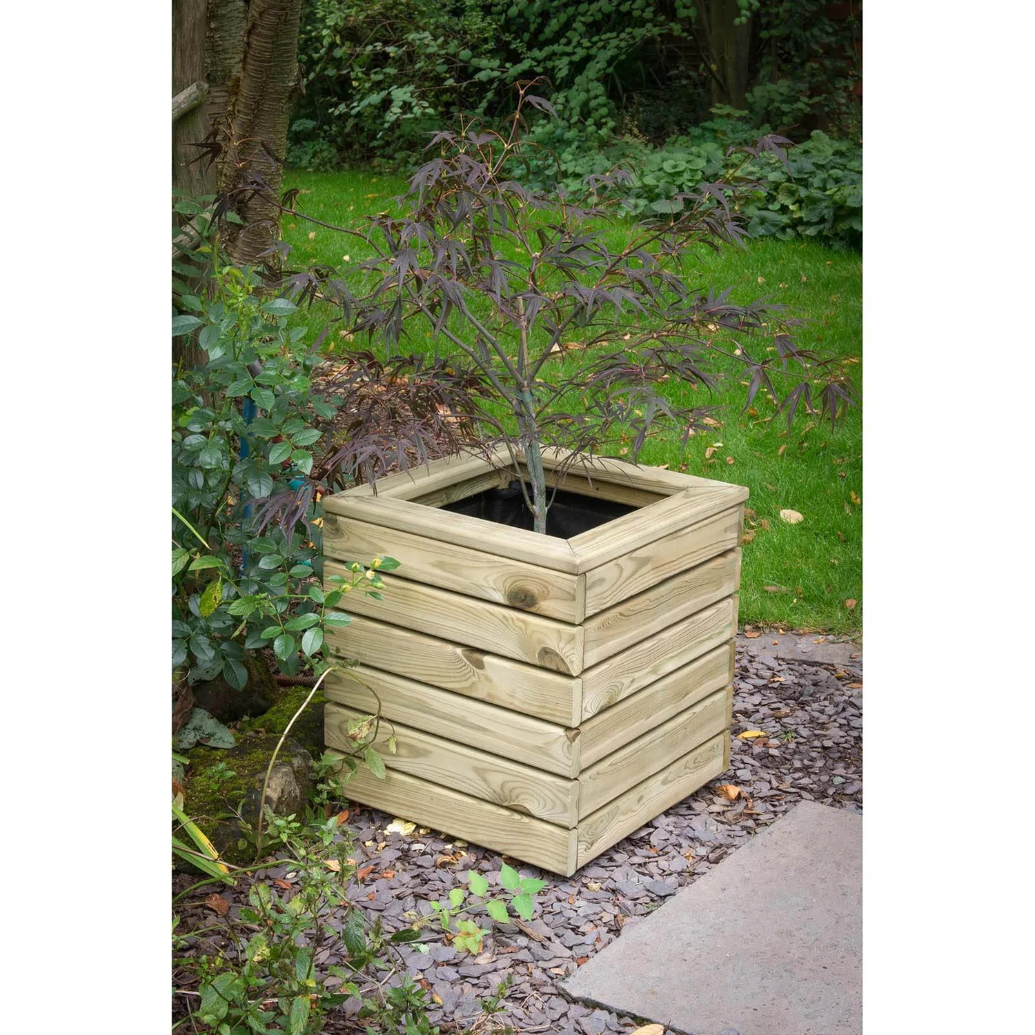 Forest Garden Wooden Linear Square Planter 1 Forest Garden Wooden Linear Square Planter