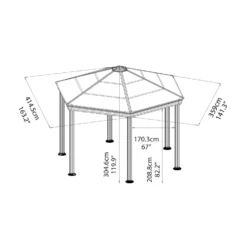 Palram - Canopia Roma Hexagonal Garden Gazebo Grey -Westland Garden Deals Store 12821930 1644833174791166