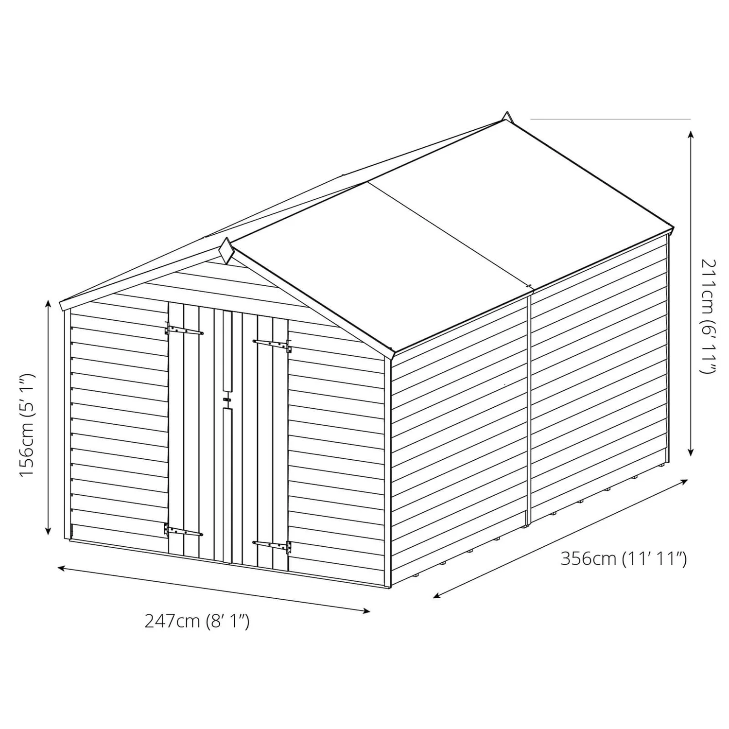 Mercia 12 X 8ft Overlap Apex Windowless Shed 8 Mercia 12 X 8ft Overlap Apex Windowless Shed - Image 8