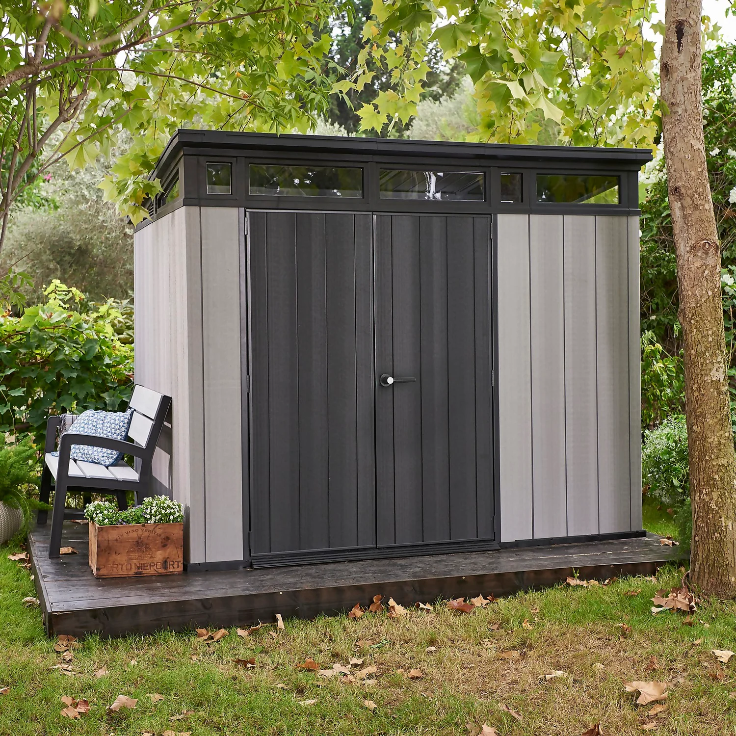 Keter Artisan 9 X 7ft Outdoor Garden Storage Pent Shed - Grey 2 Keter Artisan 9 X 7ft Outdoor Garden Storage Pent Shed - Grey - Image 2