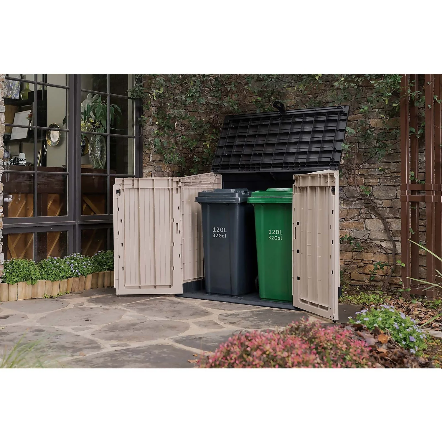 Keter Store It Out Midi Outdoor Garden Storage Shed 880L - Beige/Brown 3 Keter Store It Out Midi Outdoor Garden Storage Shed 880L - Beige/Brown - Image 3