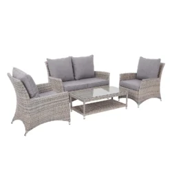 Florence 4 Seater Grey Rattan Garden Sofa Set -Westland Garden Deals Store 12887803 1594843689581184