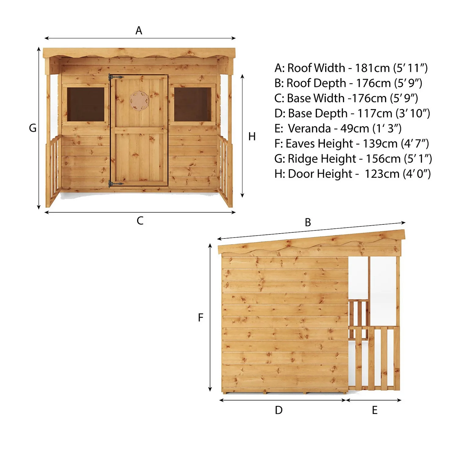 Mercia 5'9ft X 5'8ft Pent Style Wooden Playhouse - Installation Included 9 Mercia 5'9ft X 5'8ft Pent Style Wooden Playhouse - Installation Included - Image 9