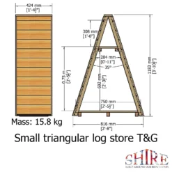 Shire Small Triangular Log Store Tongue And Groove -Westland Garden Deals Store 13082825 2104862456565036