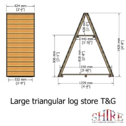 Shire Large Triangular Log Store Tongue And Groove -Westland Garden Deals Store 13082827 1554862456500944