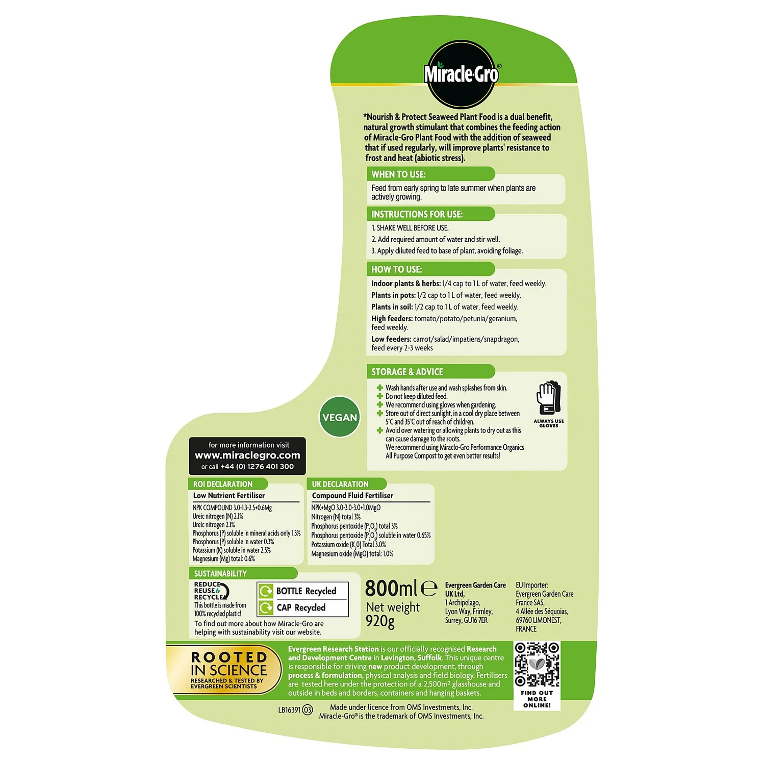 Miracle-Gro® 2 In 1 Nourish & Protect Seaweed Plant Food 800ml 2 Miracle-Gro® 2 In 1 Nourish & Protect Seaweed Plant Food 800ml - Image 2