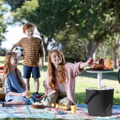 Keter GoBar Outdoor Ice Cooler Table Garden Furniture - Dark Grey / Cream -Westland Garden Deals Store 13412933 2094910901750129