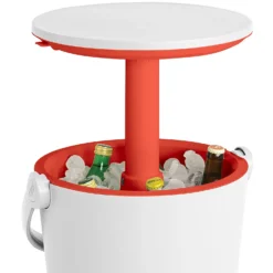 Keter GoBar Outdoor Ice Cooler Table Garden Furniture - Red / White -Westland Garden Deals Store 13412934 7814910901693408