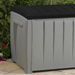 Keter Ace Outdoor Garden Storage Box 124 X 55 X 62.5 Cm - Grey And Black -Westland Garden Deals Store 13432924 3844947994747044
