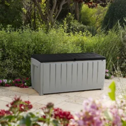 Keter Ace Outdoor Garden Storage Box 124 X 55 X 62.5 Cm - Grey And Black -Westland Garden Deals Store 13432924 5964947994547391