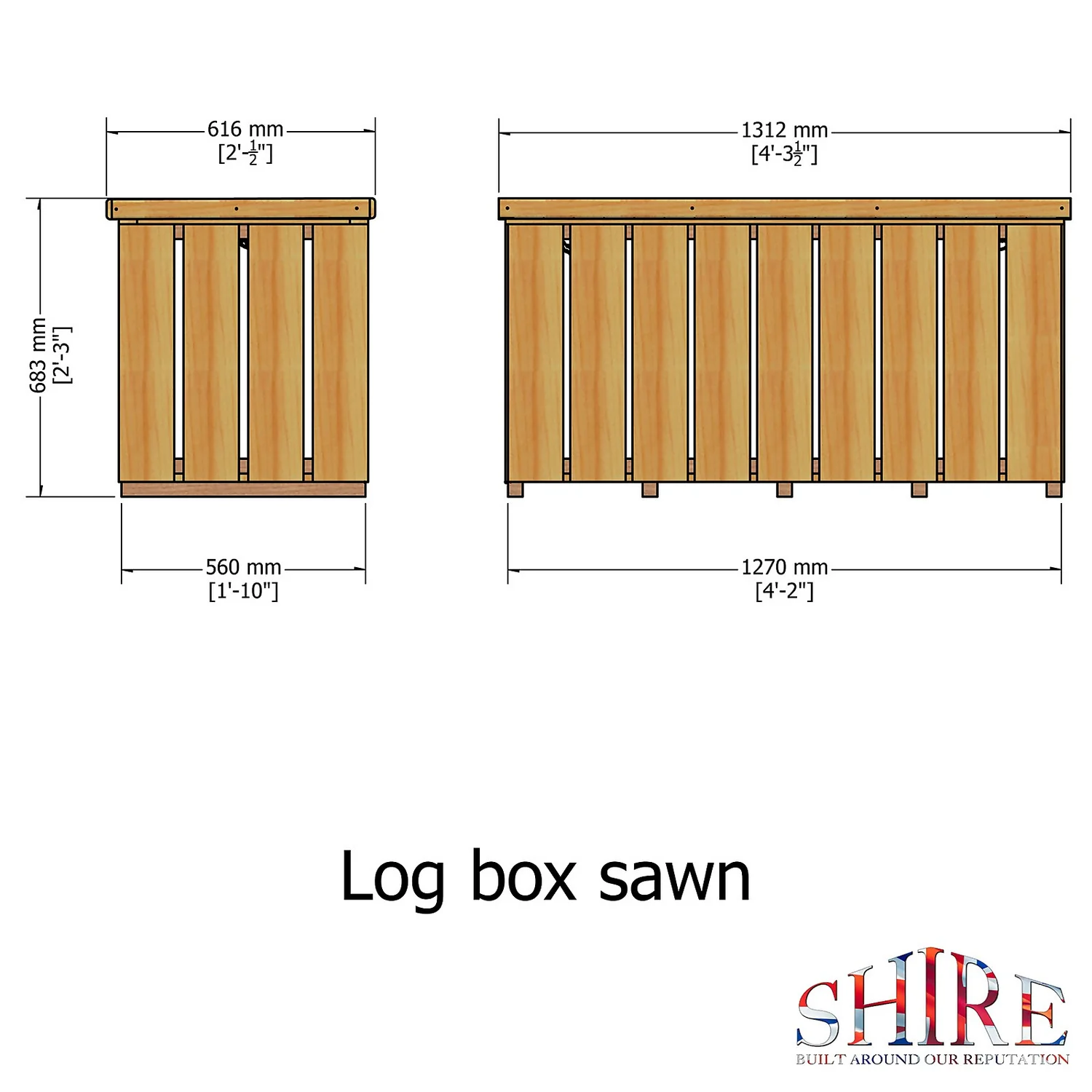 Shire Sawn Timber Garden Storage Log Box 4x2 3 Shire Sawn Timber Garden Storage Log Box 4x2 - Image 3