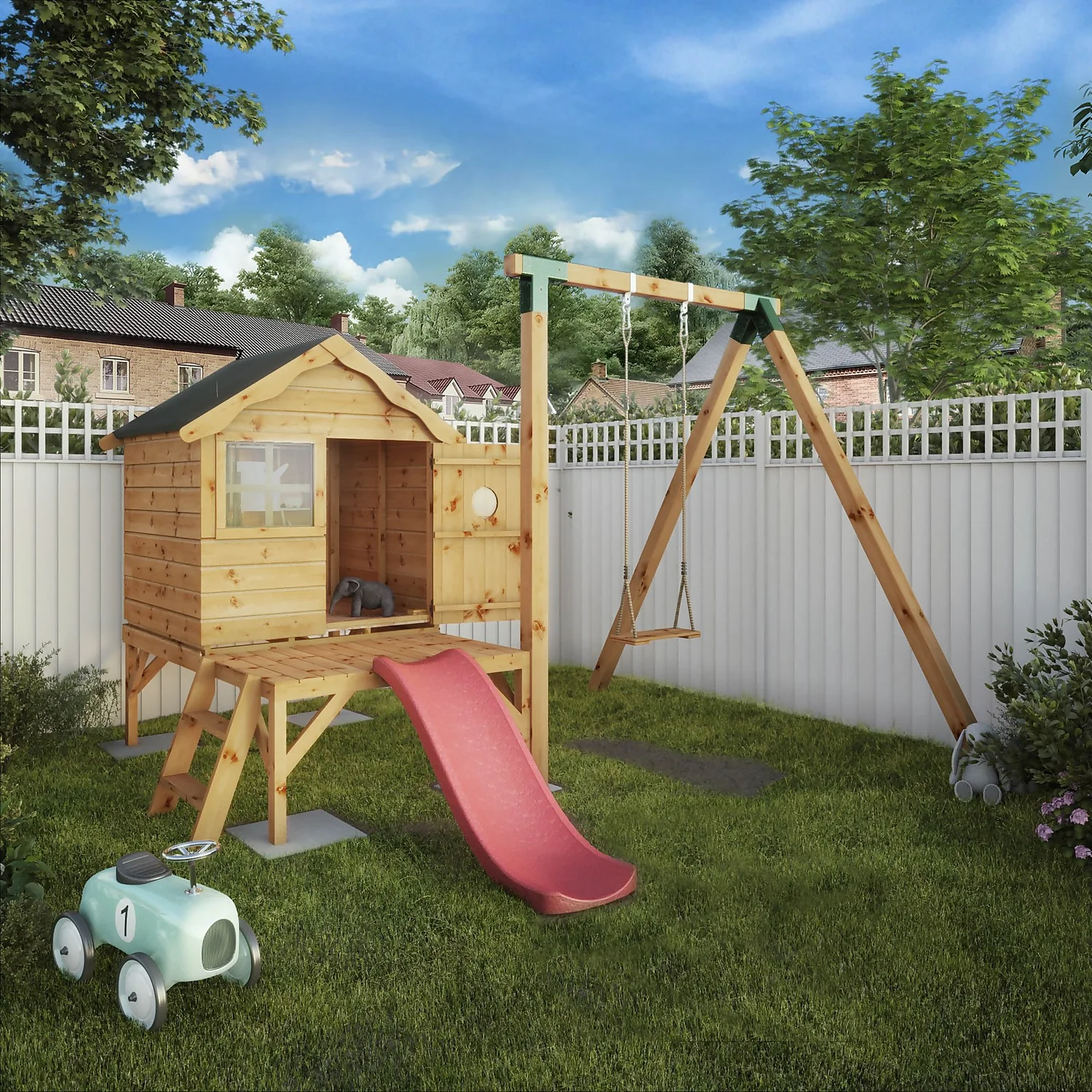 Mercia 4ft X 4ft Snug Wooden Playhouse With Tower 2 Mercia 4ft X 4ft Snug Wooden Playhouse With Tower - Image 2