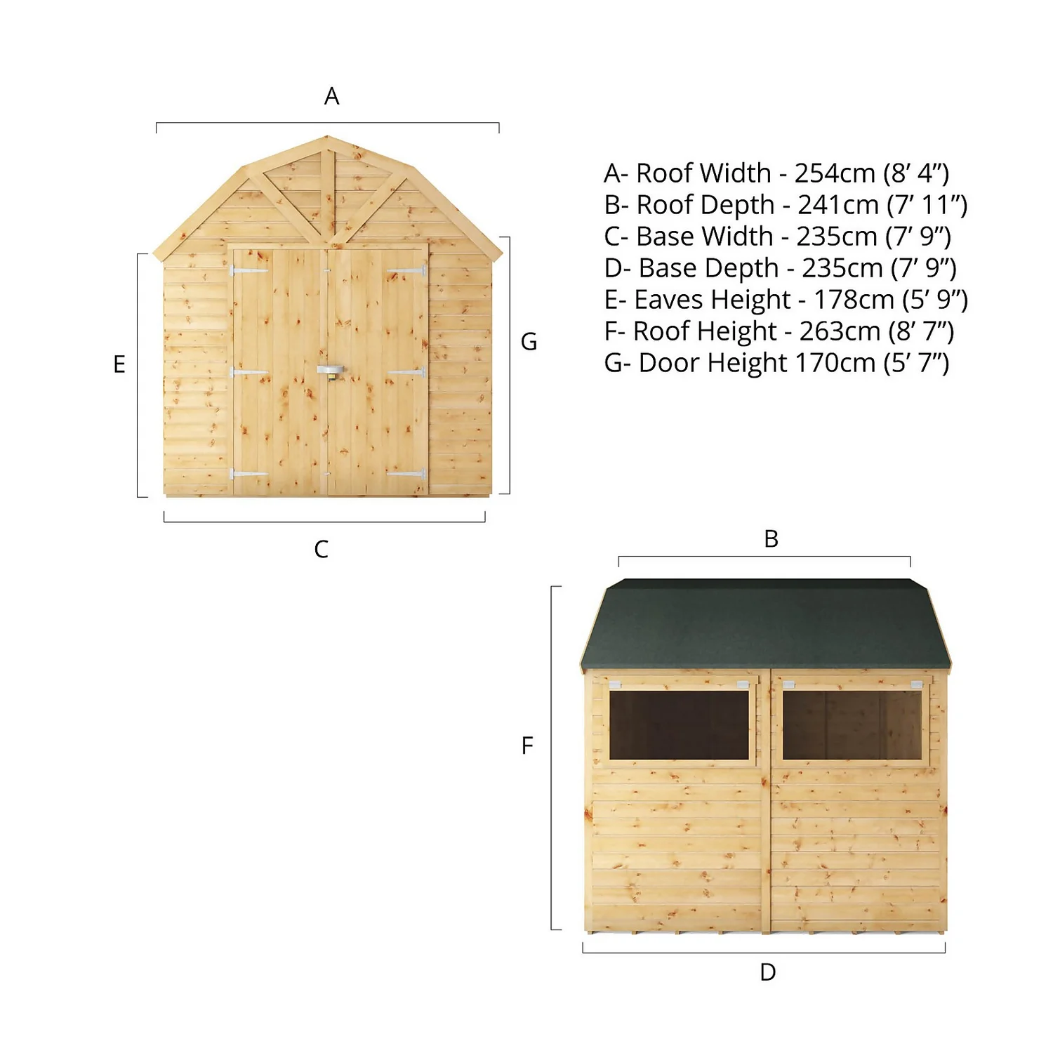Mercia 8ft X 8ft Premium Shiplap Barn Shed - Including Installation 9 Mercia 8ft X 8ft Premium Shiplap Barn Shed - Including Installation - Image 9