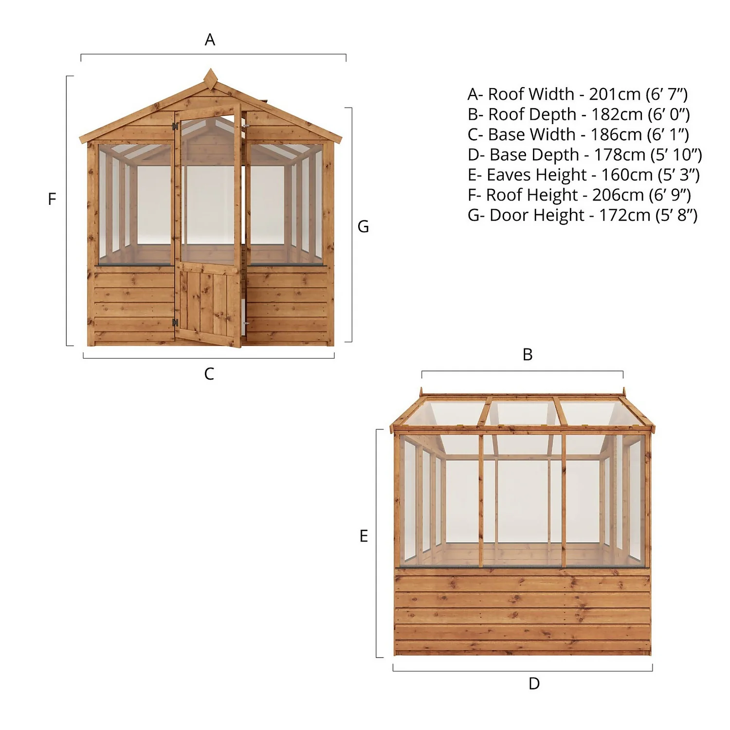 Mercia Wooden Greenhouse - 6x6ft 9 Mercia Wooden Greenhouse - 6x6ft - Image 9