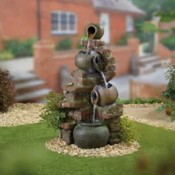 Stylish Fountain Flowing Jugs Water Feature With LEDs -Westland Garden Deals Store 13846053 6014962027760701