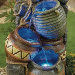 Stylish Fountain Pouring Pot Wall Water Feature With LEDs -Westland Garden Deals Store 13846054 4034962027705207