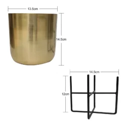 Brass Indoor Plant Pot With Cross Stand - 13.5cm -Westland Garden Deals Store 13887188 1104999809670185