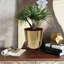 Brass Indoor Plant Pot With Cross Stand - 13.5cm -Westland Garden Deals Store 13887188 1304999809734982