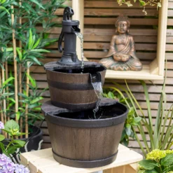 Stylish Fountain Whiskey Barrels Garden Water Feature -Westland Garden Deals Store 13944159 1645005844956494