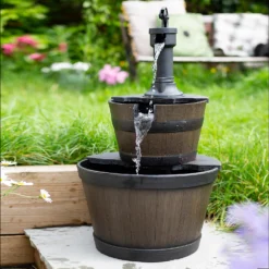 Stylish Fountain Whiskey Barrels Garden Water Feature -Westland Garden Deals Store 13944159 3115005845107244