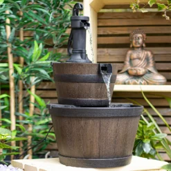 Stylish Fountain Whiskey Barrels Garden Water Feature -Westland Garden Deals Store 13944159 4895005844698521