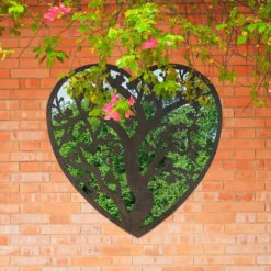 MirrorOutlet Metal Heart Shaped Tree Decorative Garden Mirror - 70x70cm -Westland Garden Deals Store 13950544 1714987139010111