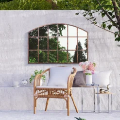 MirrorOutlet Metal Arched Decorative Window Garden Mirror - 90x56cm -Westland Garden Deals Store 13950546 1194987139281557