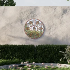 MirrorOutlet Metal Round Decorative Bumble Bee Window Garden Mirror - 80cm -Westland Garden Deals Store 13950550 1494987139218794