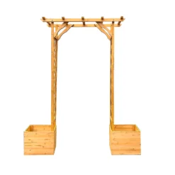 Homebase Wooden Garden Arched Trellis With Planters