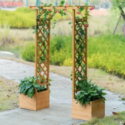 Homebase Wooden Garden Arched Trellis With Planters -Westland Garden Deals Store 13967032 1555014369127463