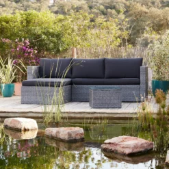 Alexandria Rattan Effect Garden Corner Sofa Set - Ash Grey -Westland Garden Deals Store 13971225 1355022704388195