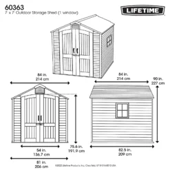 Lifetime 7x7ft Outdoor Storage Shed - Rough-Cut Grey 12 Lifetime 7x7ft Outdoor Storage Shed - Rough-Cut Grey -Westland Garden Deals Store 13997403 1555000054831001
