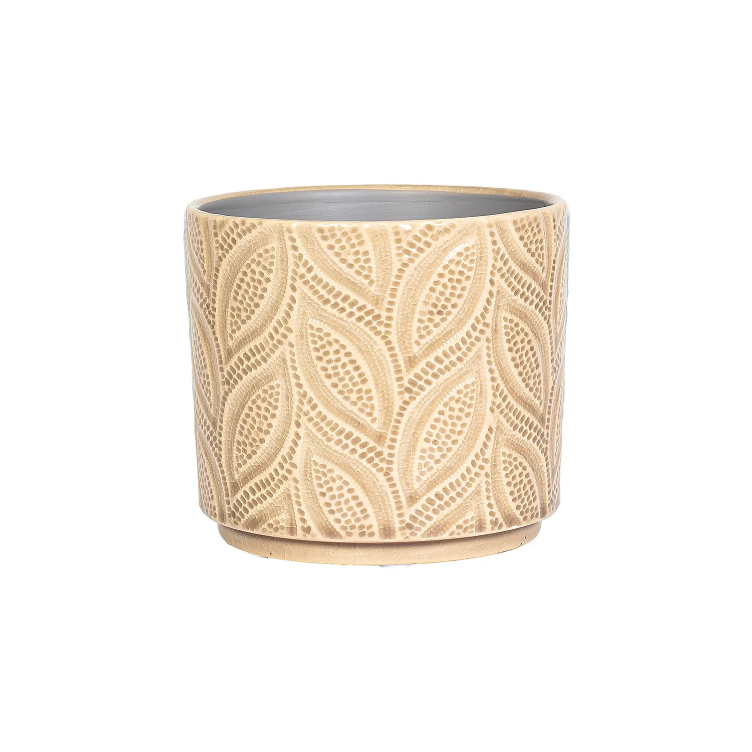 Crackle Leaf Indoor Plant Pot - 12cm 3 Crackle Leaf Indoor Plant Pot - 12cm - Image 3