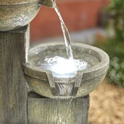 Stylish Fountain Ash Columns Water Feature With LEDs -Westland Garden Deals Store 14519359 2355047822573173
