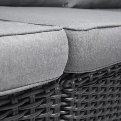 Keter California 3 Seater Outdoor Garden Furniture Chaise Longue - Graphite With Grey Cushions -Westland Garden Deals Store 14539593 1145041802259396