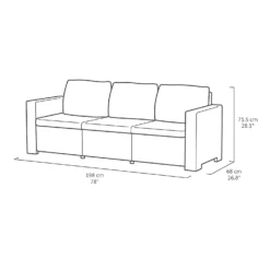 Keter California 3 Seater Outdoor Garden Furniture Chaise Longue - Graphite With Grey Cushions -Westland Garden Deals Store 14539593 8735041802298177